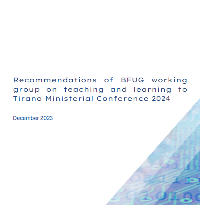 Recommendations of BFUG working group on teaching and learning to Tirana Ministerial Conference 2024